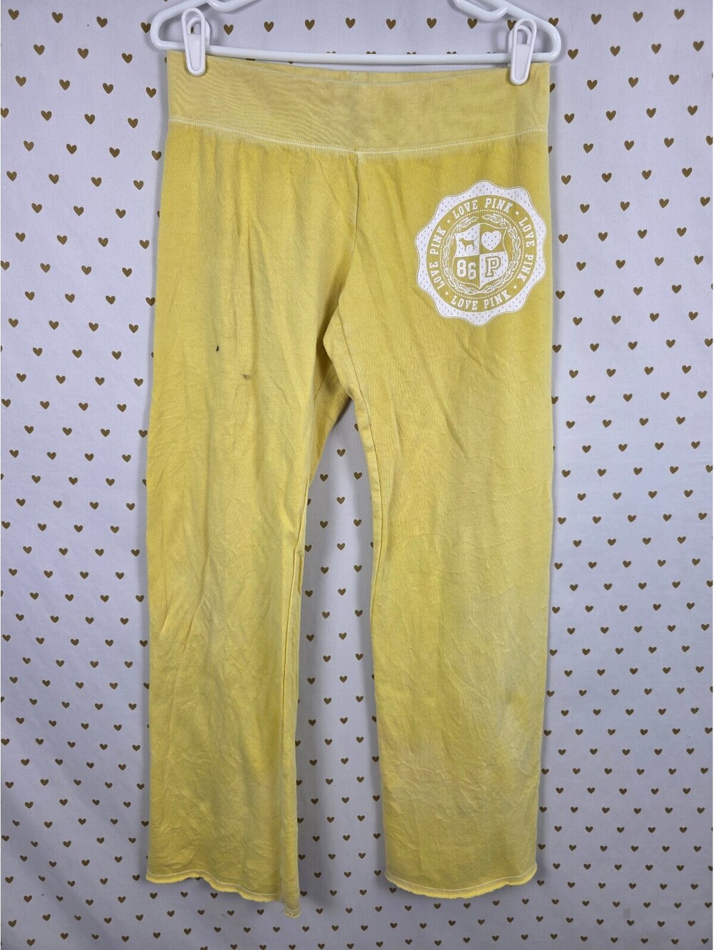 Victorias Secret PINK Vintage yellow Y2k Sweats Logo Small University